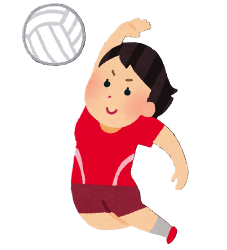 バレーボールをする女の子のイラスト