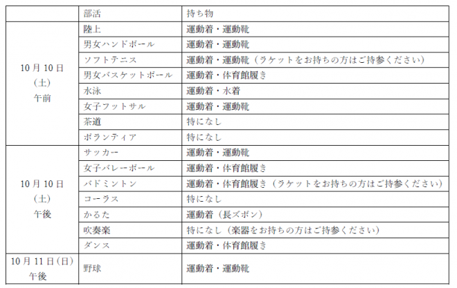 部活動持ち物