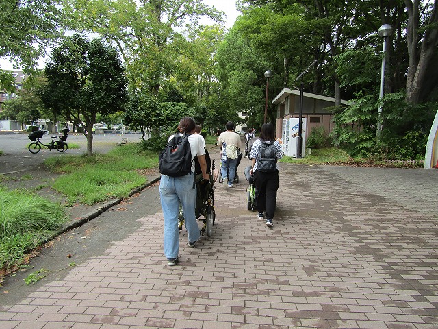 公園を散策している様子