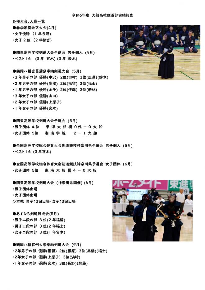 令和6年度　剣道部実績