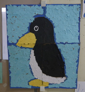貼り絵でパズル～動物園のペンギン～