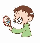 自分の歯の様子を鏡で見るイメージ